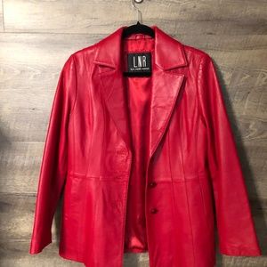 Women's red leather jacket